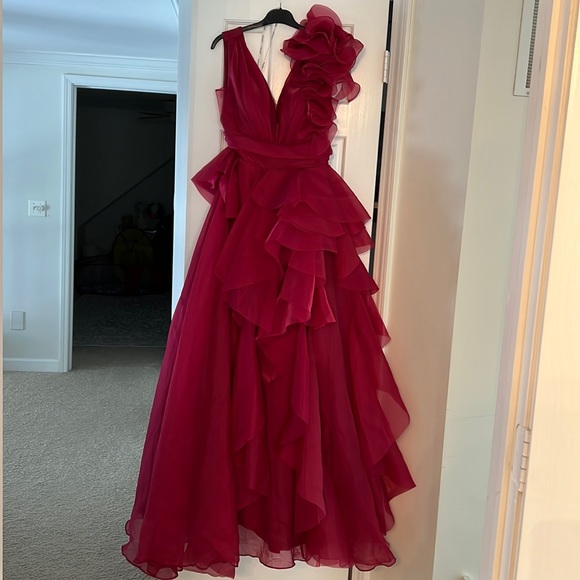 Custom fuchsia gown. Fits like a 6/8. - Picture 2 of 8